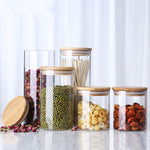 Load image into Gallery viewer, Glass Jar With Bamboo Lid Food Candy Storage Bottles Tea Container Cup Sealing Violetta Mason Jars Kitchen Accessories
