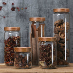 Load image into Gallery viewer, Glass Airtight Container With Wooden Lid Grains for Tea/Coffee Beans (Grains, Candy, dry goods, etc.)
