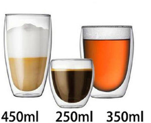 Heat-resistant Double Wall Glass Cup for tea/ coffee Set- Handmade Drinkware