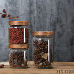 Load image into Gallery viewer, Glass Airtight Container With Wooden Lid Grains for Tea/Coffee Beans (Grains, Candy, dry goods, etc.)
