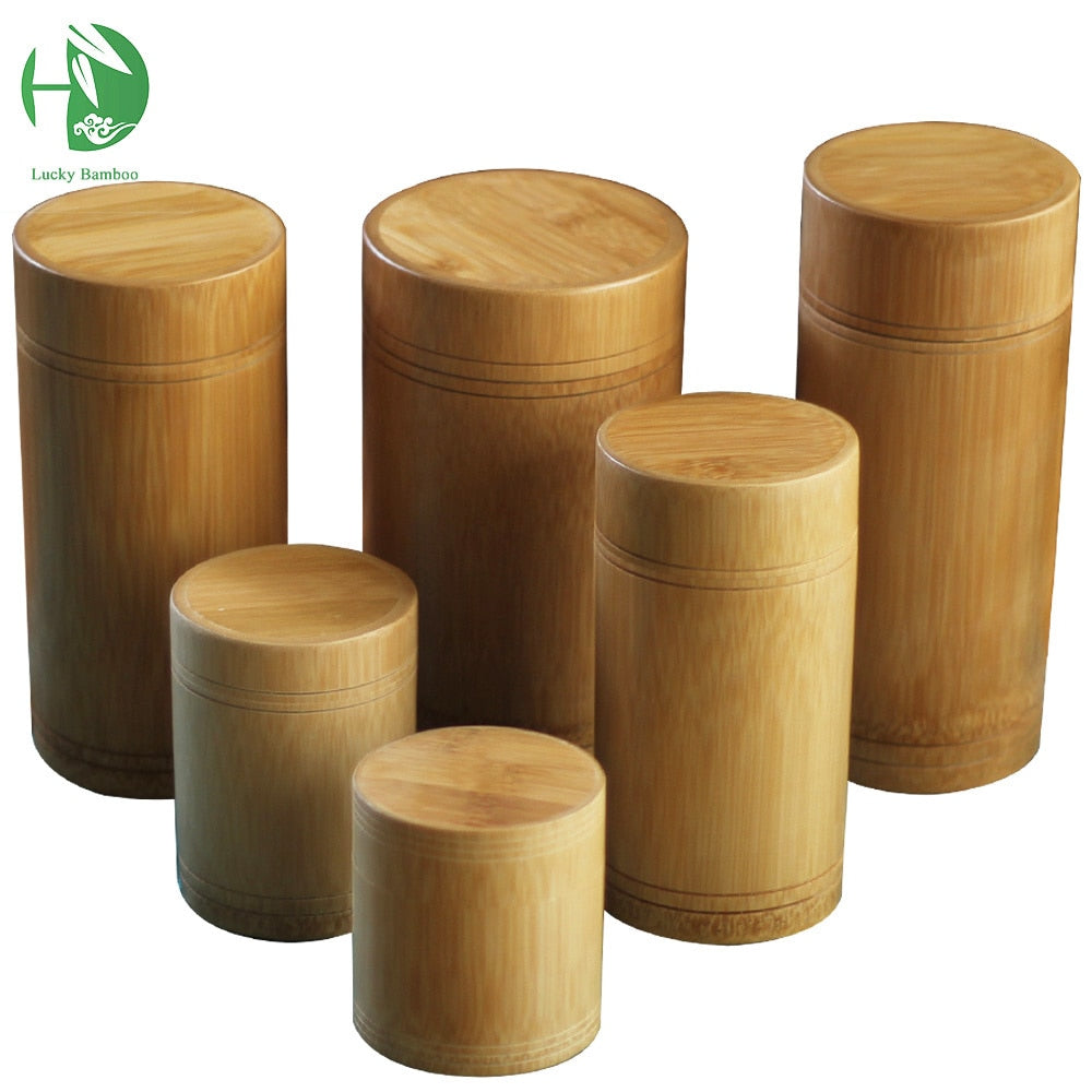 Bamboo Storage Bottles/Jars- Wooden Small Box Containers Handmade For Spices, Teas, Coffee, Sugar. Comes With A Lid