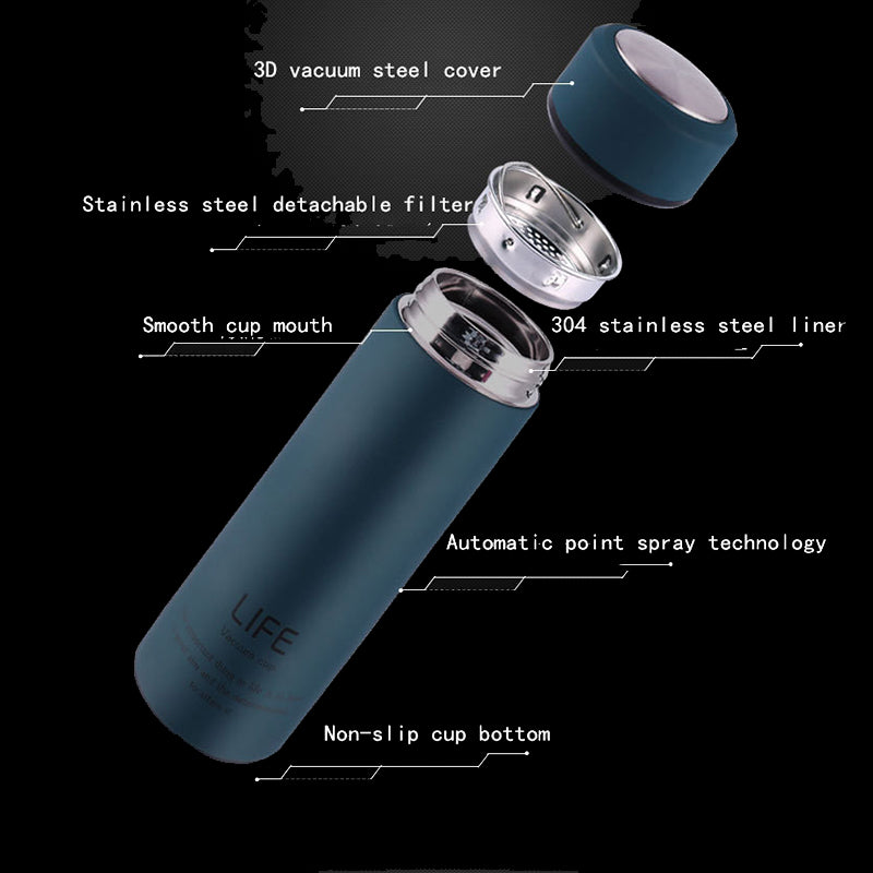 Stainless steel Insulated Thermos with Strainer for Tea/Coffee- Vacuum flask