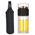 Load image into Gallery viewer, Eco-Friendly Double Wall Glass Tea/Coffee  Travel Mug with Infuser
