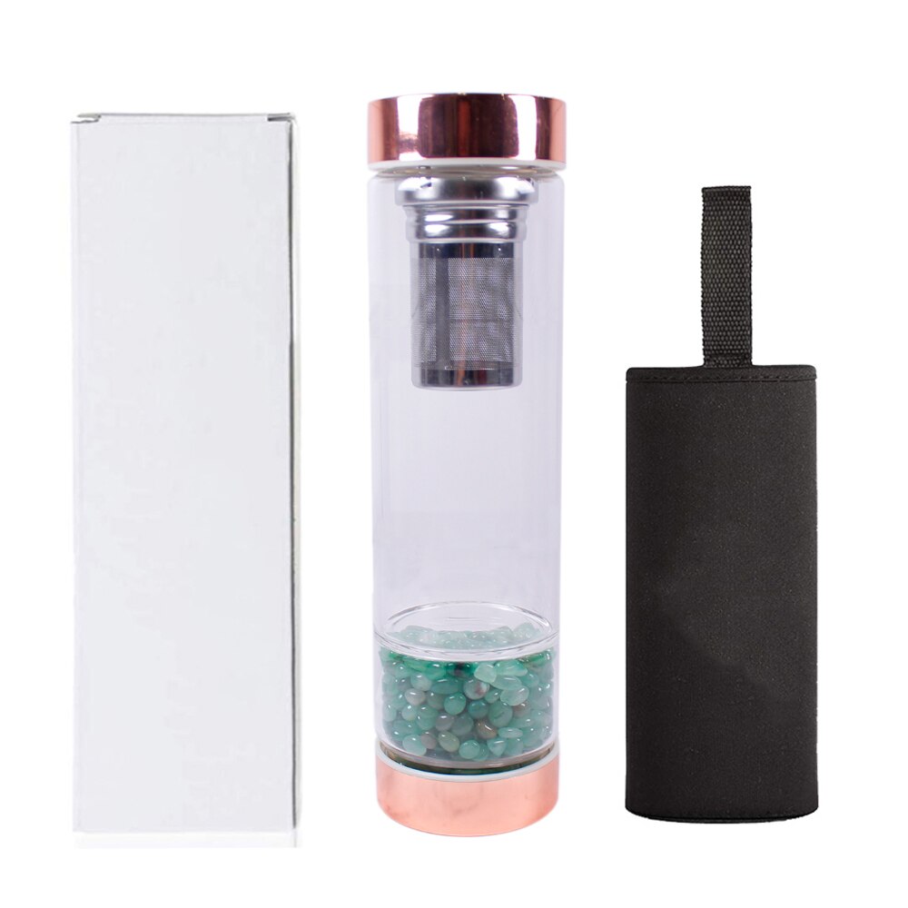 Natural Crystals Glass Bottle-  with filter/Infuser