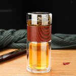 Load image into Gallery viewer, Eco-Friendly Double Wall Glass Tea/Coffee  Travel Mug with Infuser
