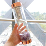 Load image into Gallery viewer, Natural Crystals Glass Bottle-  with filter/Infuser
