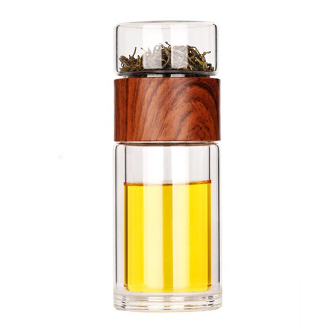 Eco-Friendly Double Wall Glass Tea/Coffee  Travel Mug with Infuser